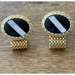 Onyx Mother of Pearl Wrap-a-Round Mesh Cufflinks Statement